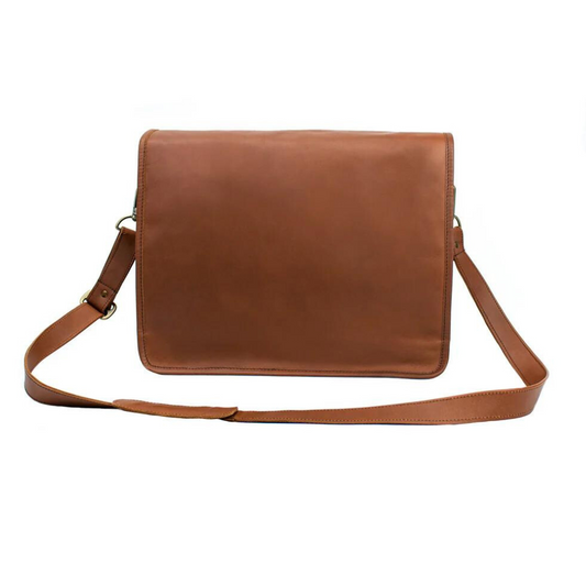 Personalized Brown Leather Satchel Bag