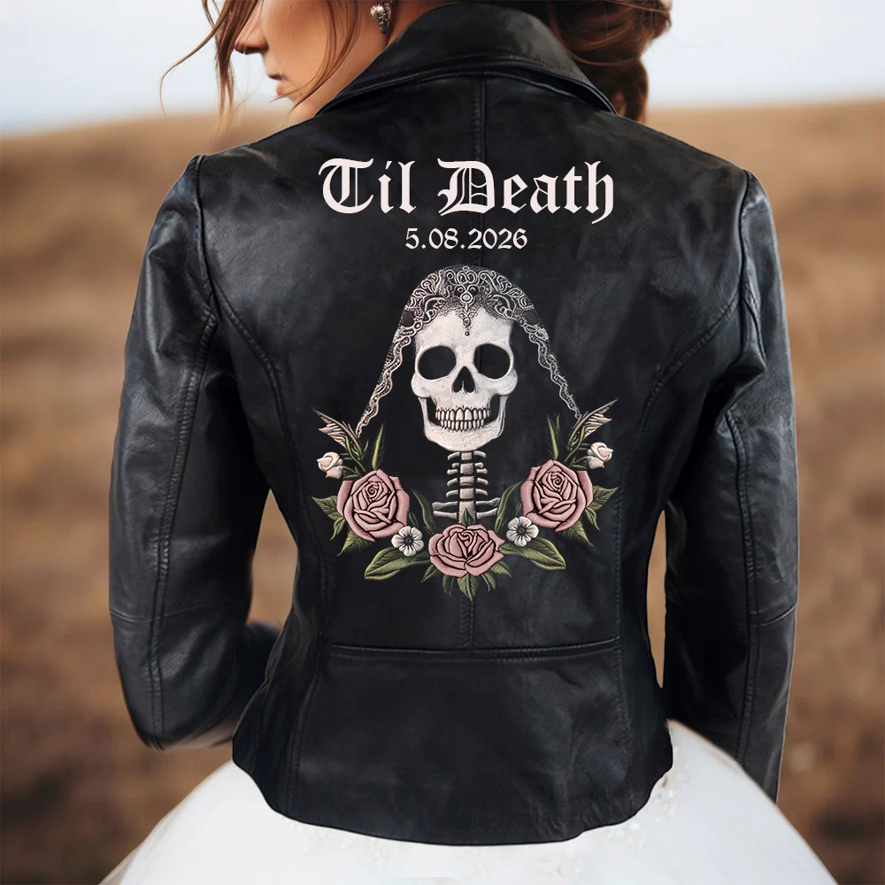 Personalized Embroidered Leather Jacket for Her