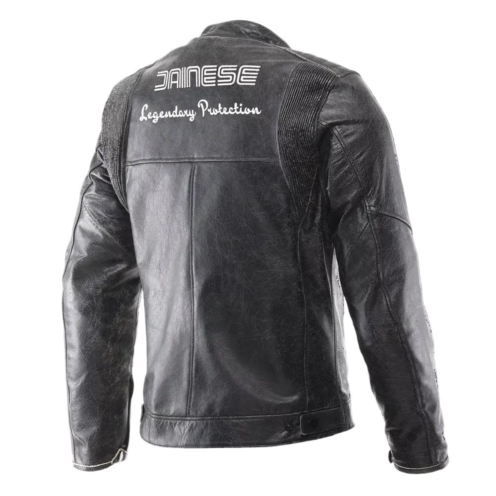 Men's Crackled Leather Motorcycle Jacket Radicale Retro Style
