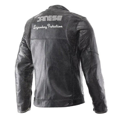 Men's Crackled Leather Motorcycle Jacket Radicale Retro Style