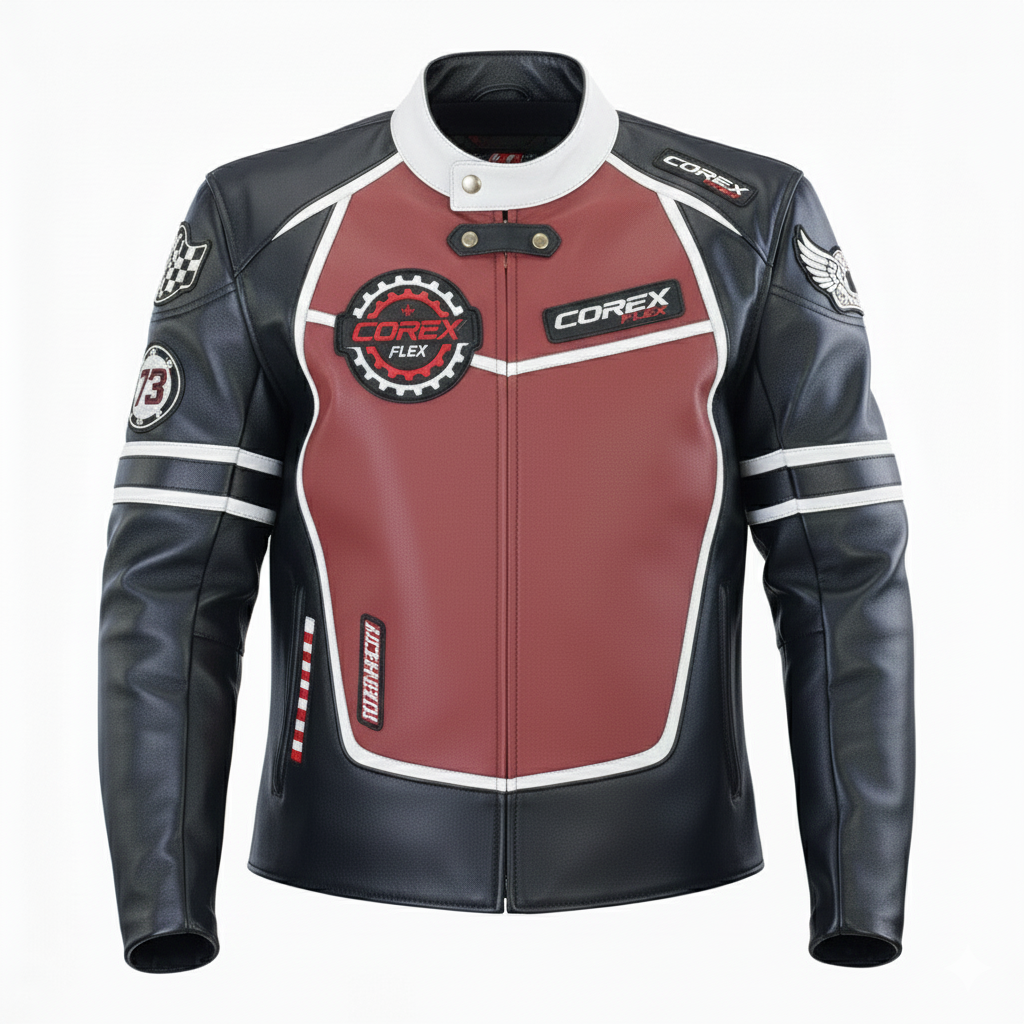 Race Jacket W/patches Jacket Leather Motorcycle