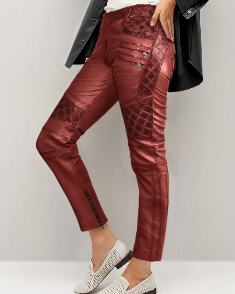 Red Leather Pants Women