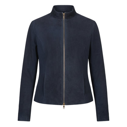 جاكيت راكبي الدراجات النارية من جلد الغزال الأزرق من روميلا 