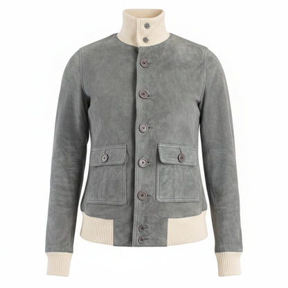 Sasha A1 harmaa mokkanahkainen bombertakki 