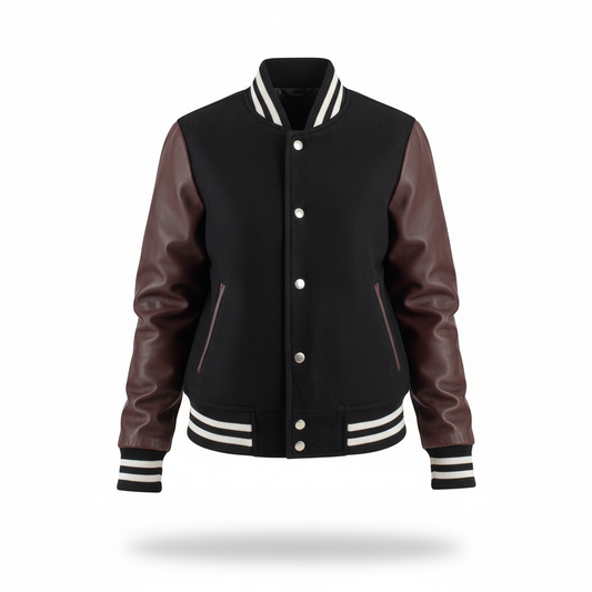 Savant Maroon & Black Hybrid Varsity Jacket