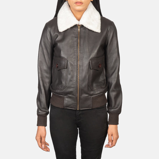 Shearling Brown Leather Bomber Jacket