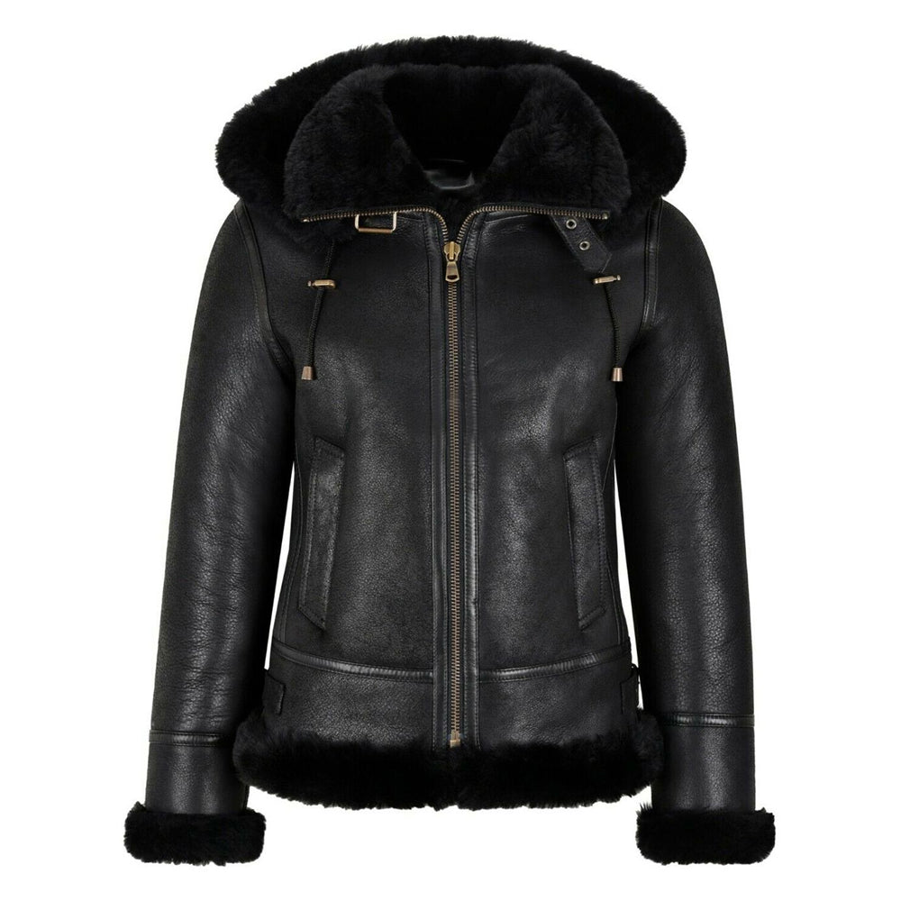 Shearling Jacket Womens Black-1