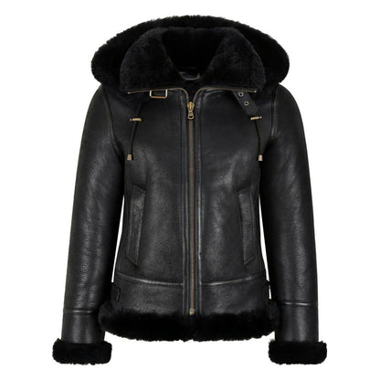 Shearling Jacket Womens Black-1