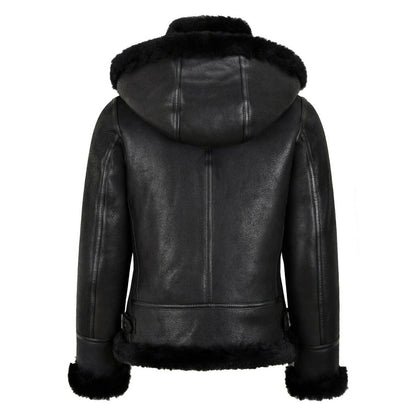 Shearling Jacket Womens Black-1234