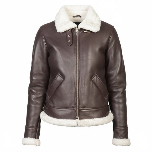 سترة شيريلين مارون جلدية بومبر 