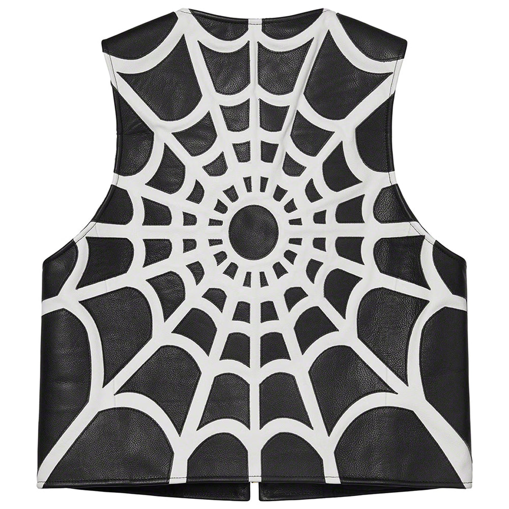 Spider Web Cowhide Leather Vest Cowhide