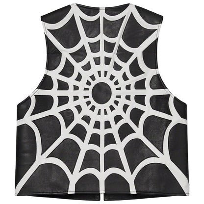 Spider Web Cowhide Leather Vest Cowhide