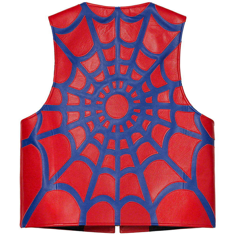 Spider Web Cowhide Leather Vest Cowhide
