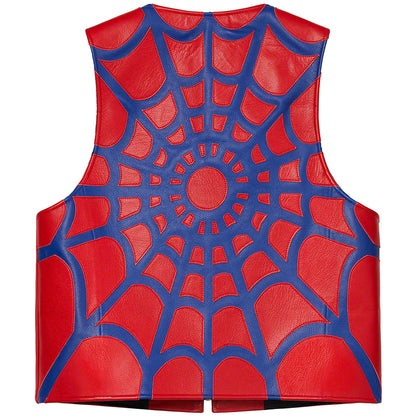 Spider Web Cowhide Leather Vest Cowhide