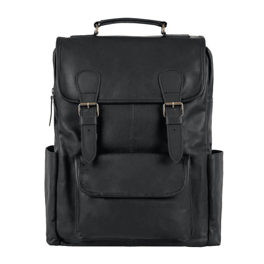 Square Black Leather Backpack - CoreFlexInd
