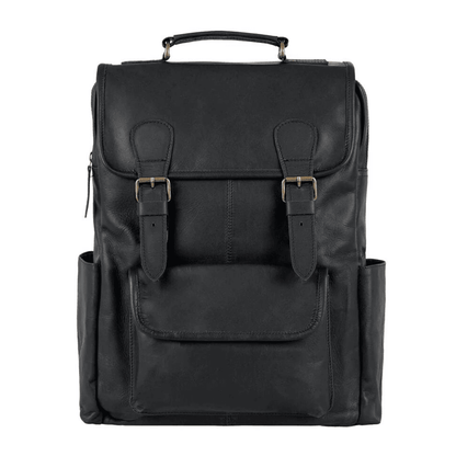 Square Black Leather Backpack - CoreFlexInd