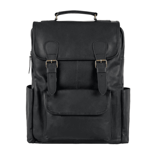 Square Black Leather Backpack - CoreFlexInd