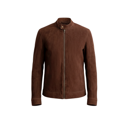 Brown suede jacket on a white background