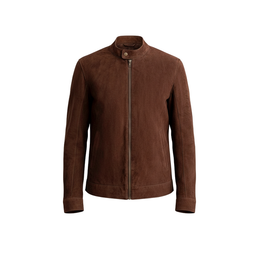 Brown suede jacket on a white background