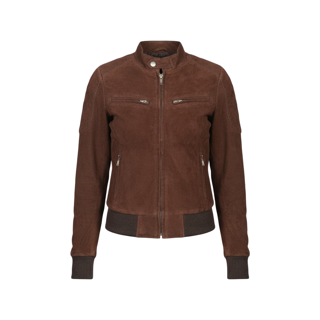 Brown suede jacket on a white background