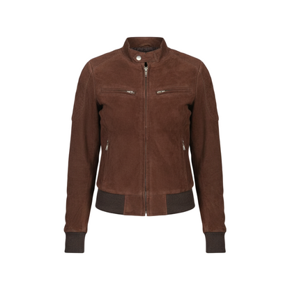 Brown suede jacket on a white background