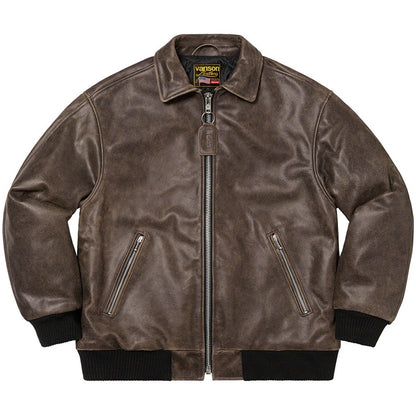 Brown Distressed Worn Leather Jacket
