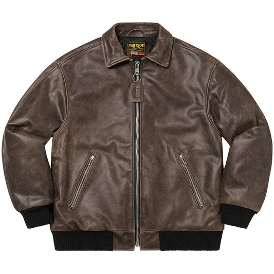 Brown Distressed Worn Leather Jacket