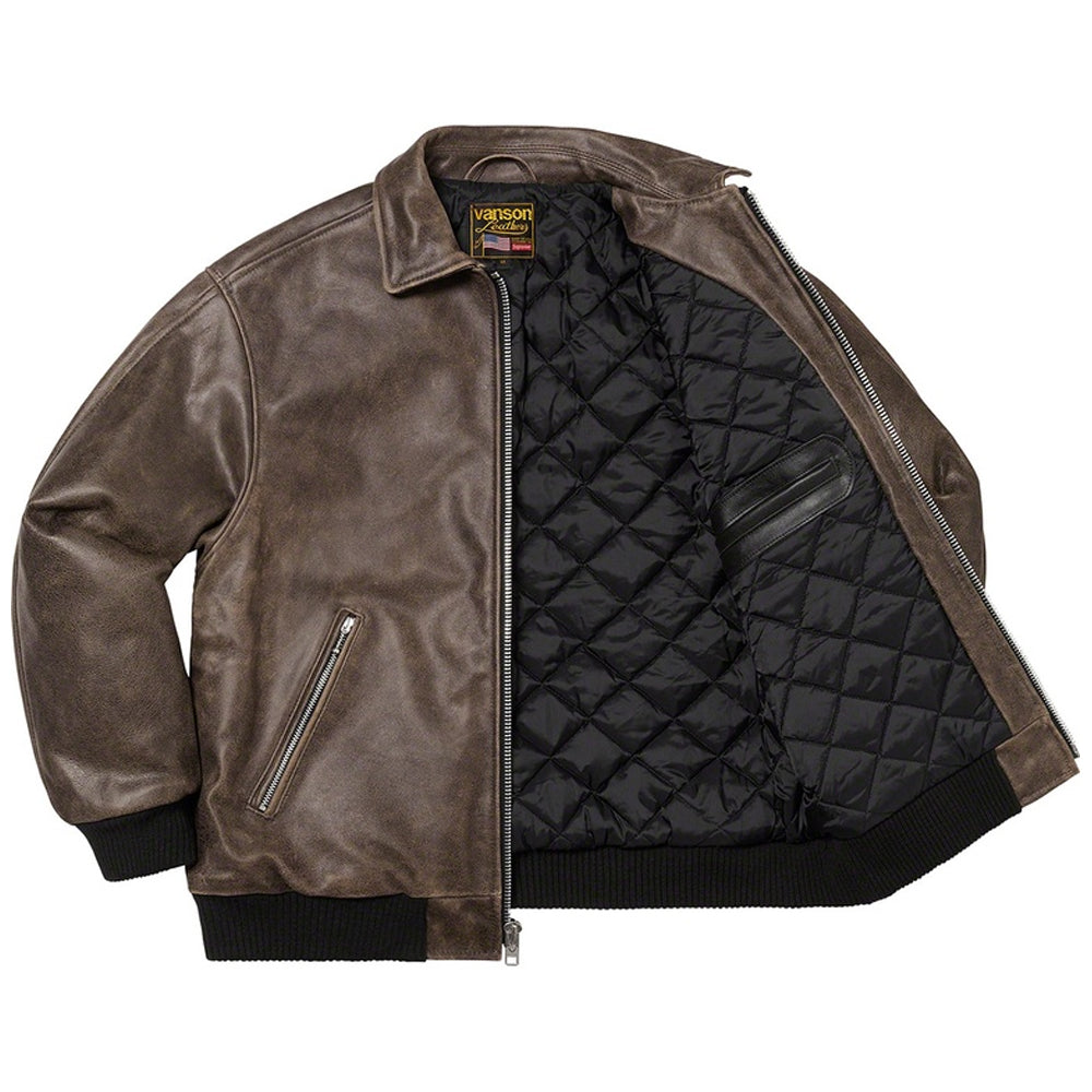 Brown Distressed Worn Leather Jacket