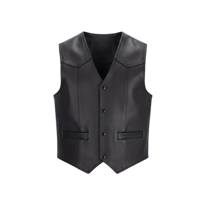Black leather vest on a white background