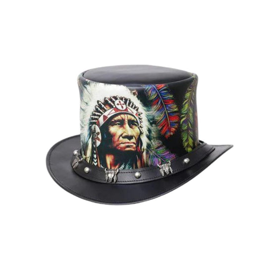 Western Printed Leather Top Hat