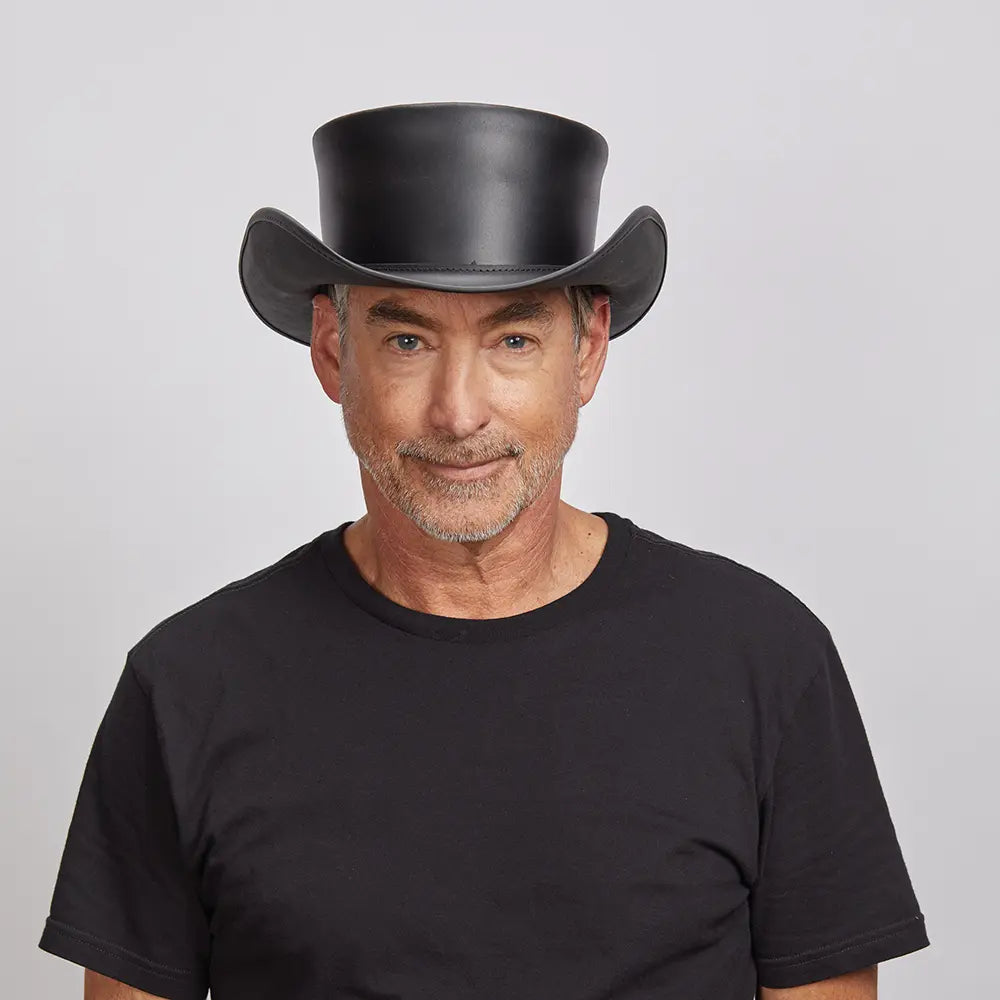 Wide Brim Leather Hat