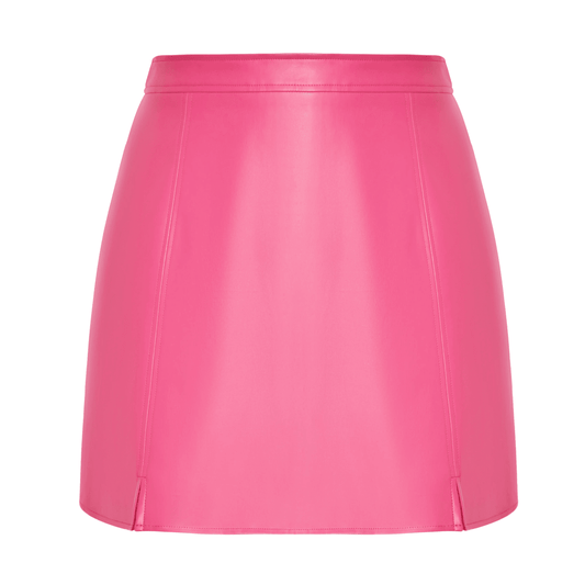 Women Pink Leather Skirt - CoreFlexInd