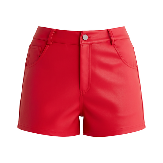 Red shorts on a light gray background