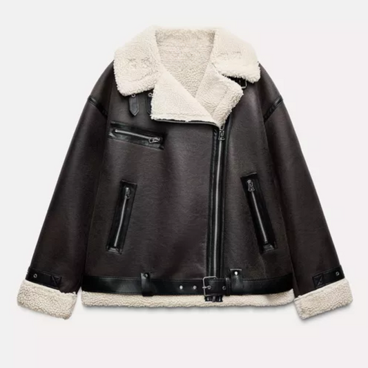 Women Shearling-Fur Double-Faced Long Jacket