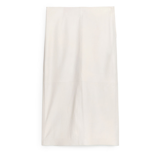 Women White Leather Skirt