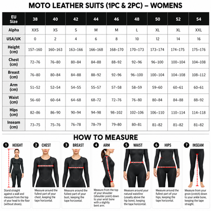 Traje de cuero de motociclista para mujer 