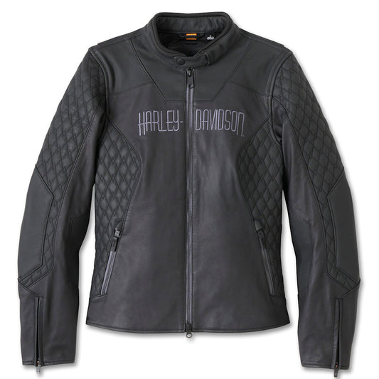 여성용 윌리 G 스컬 그래픽 가죽 라이딩 재킷 