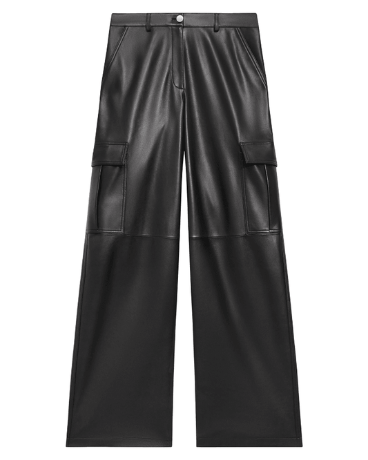 Women's Black Leather Cargo Pants - CoreFlexInd