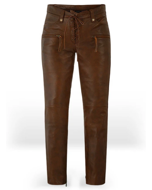 Women's Brown Leather Pant