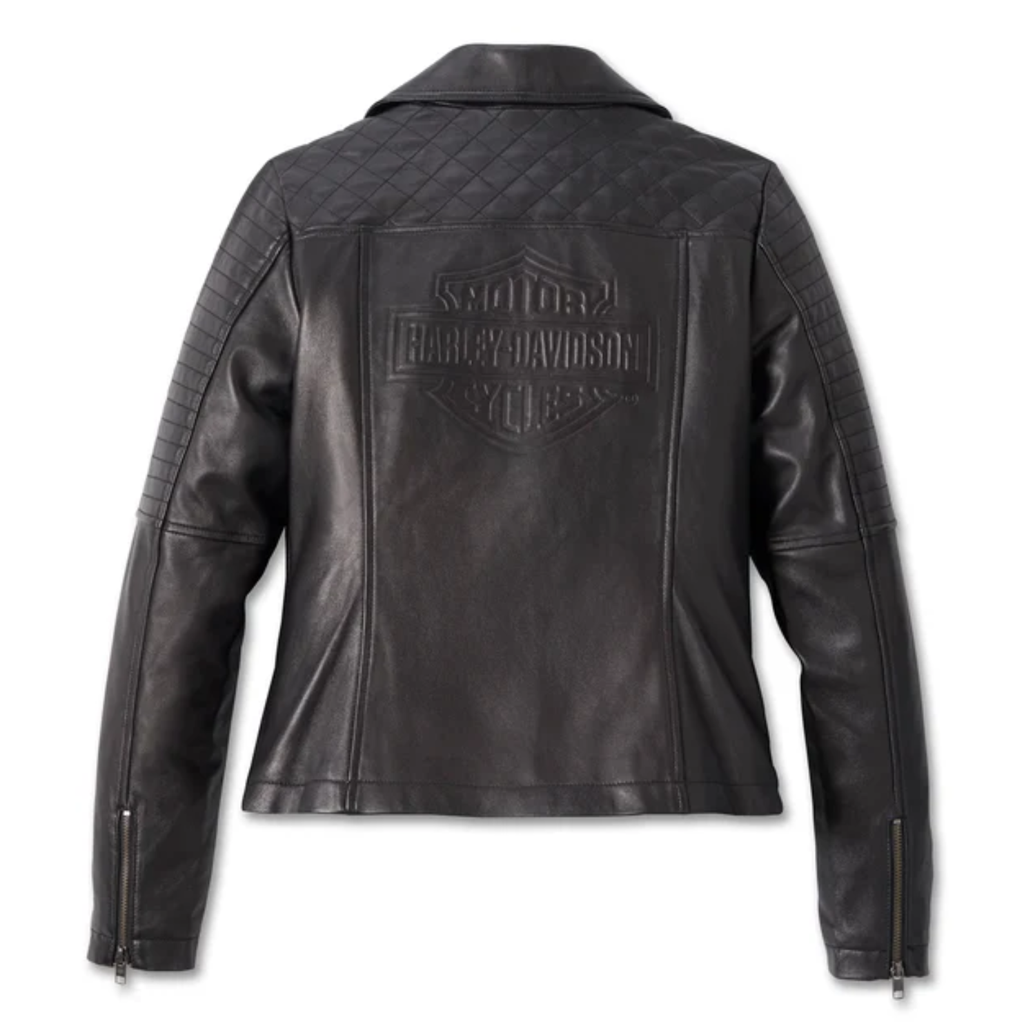 Women's Classic Biker Debossed Leather Jacket-2