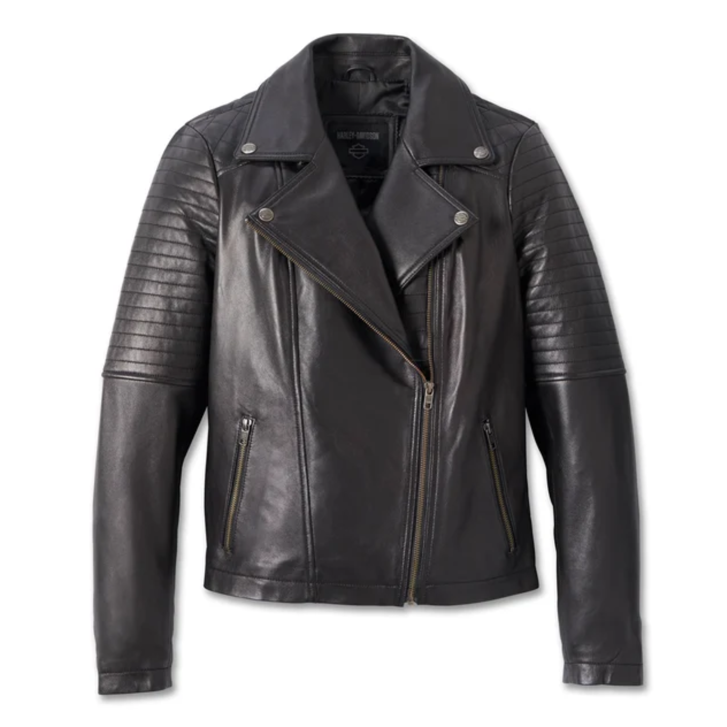 Women's Classic Biker Debossed Leather Jacket