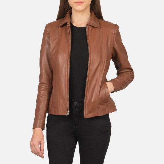 Colette Brown Leather Jacket - CoreFlexInd