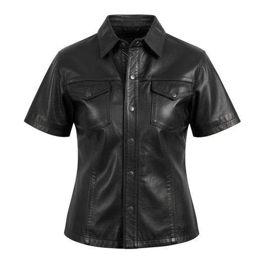 Women's Short Sleeve Leather Shirt - CoreFlexInd