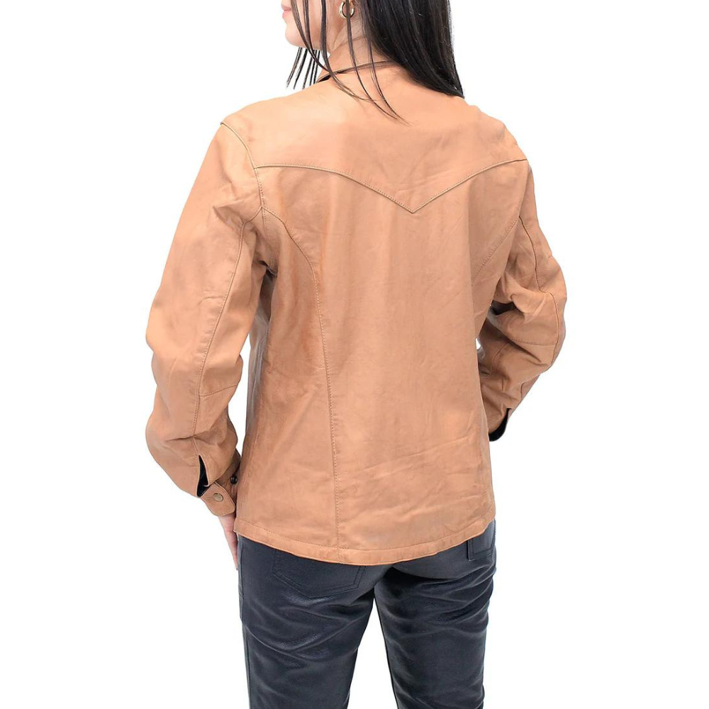 Women's Tan Soft Leather Shirt