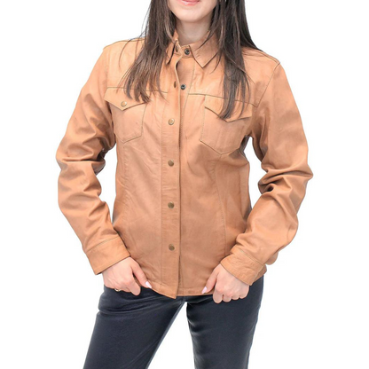 Women's Tan Soft Leather Shirt