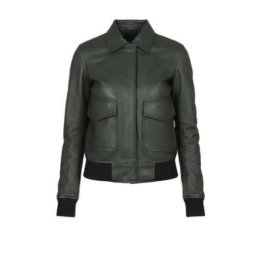 Women_s_Westa_A-2_Green_Leather_Bomber_Jacket_Close_Front-1-Coreflexind