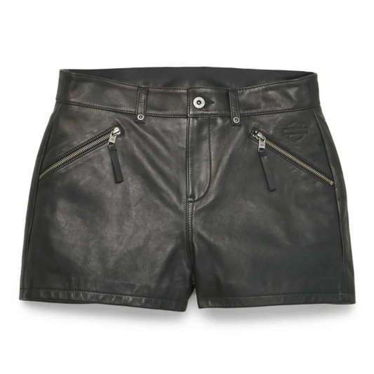 Women's Zipper Leather Shorts