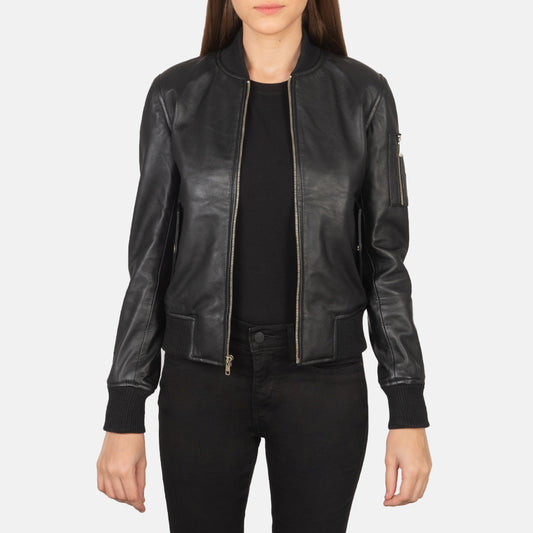 Womens Black Bomber Jacket