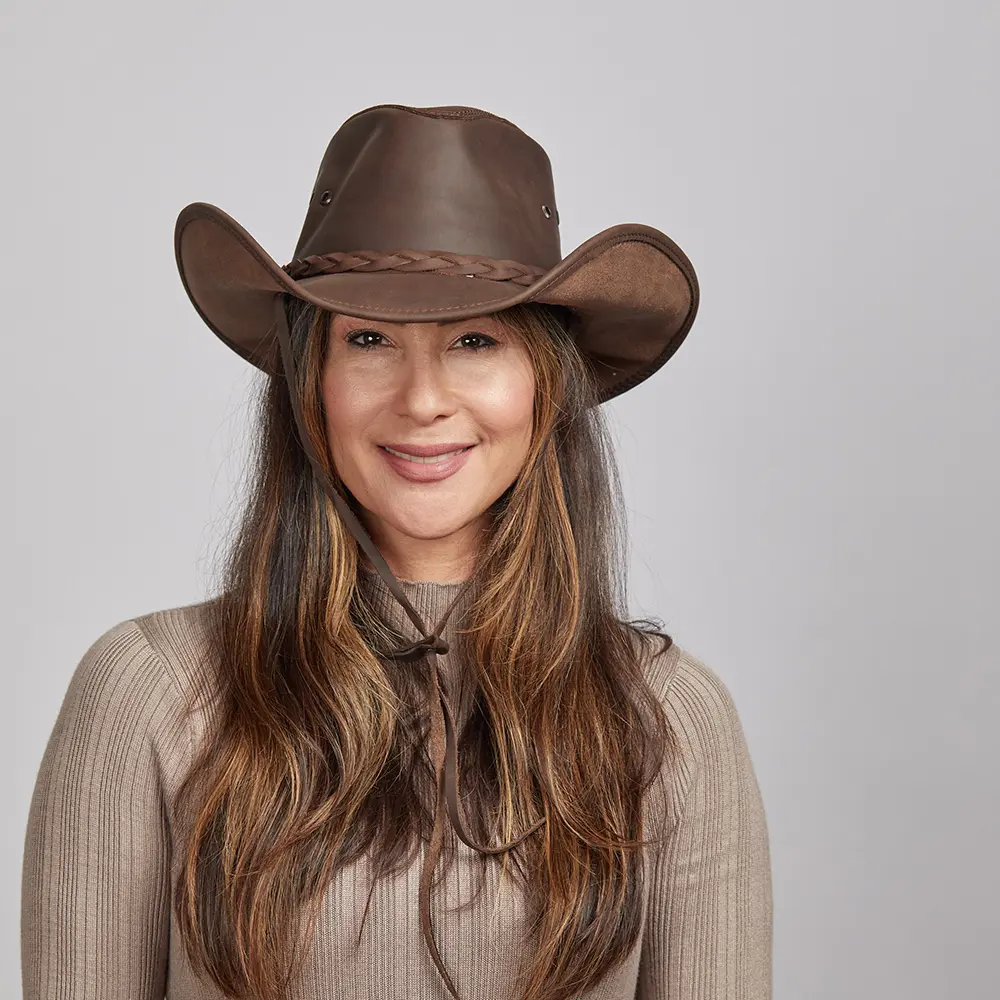 Womens Brown Leather Hat