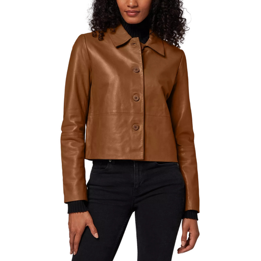 Womens Brown Leather Shirt